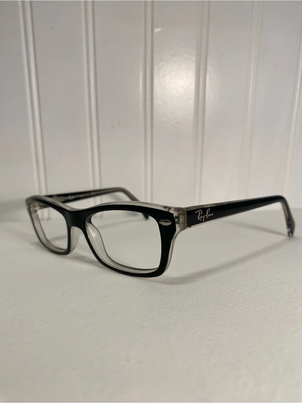 Ray-Ban - FRAMES ONLY Black with Clear Trim Eyeglasses - RB 1550 3529 46[]15 125